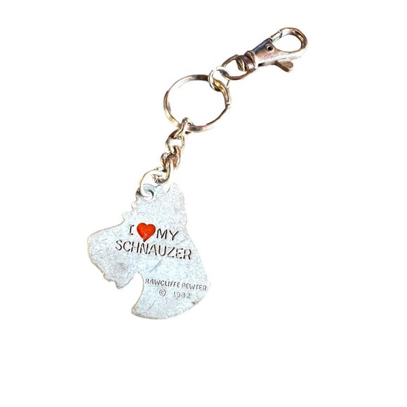 Vintage 1982 I Love My Schnauser Rawcliffe Pewter Keychain Dog - Picture 6 of 9
